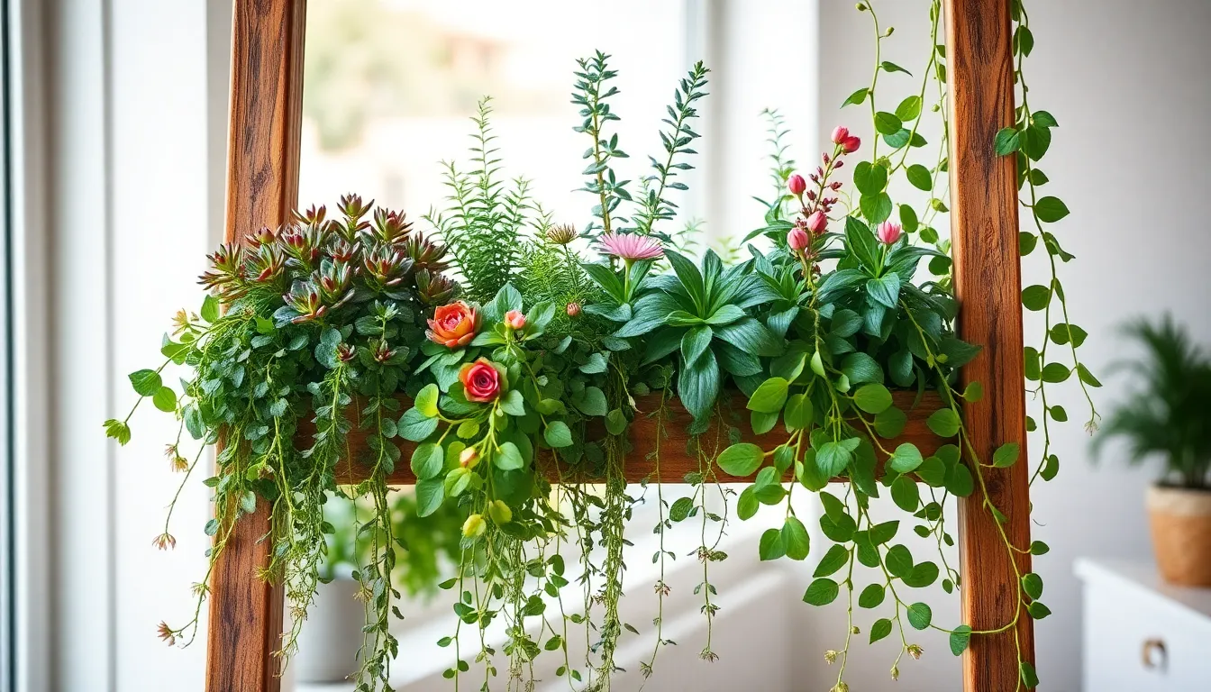 Hanging Ladder with Plants: 15 Stunning DIY Ideas for Vertical Gardens in Small Spaces 3