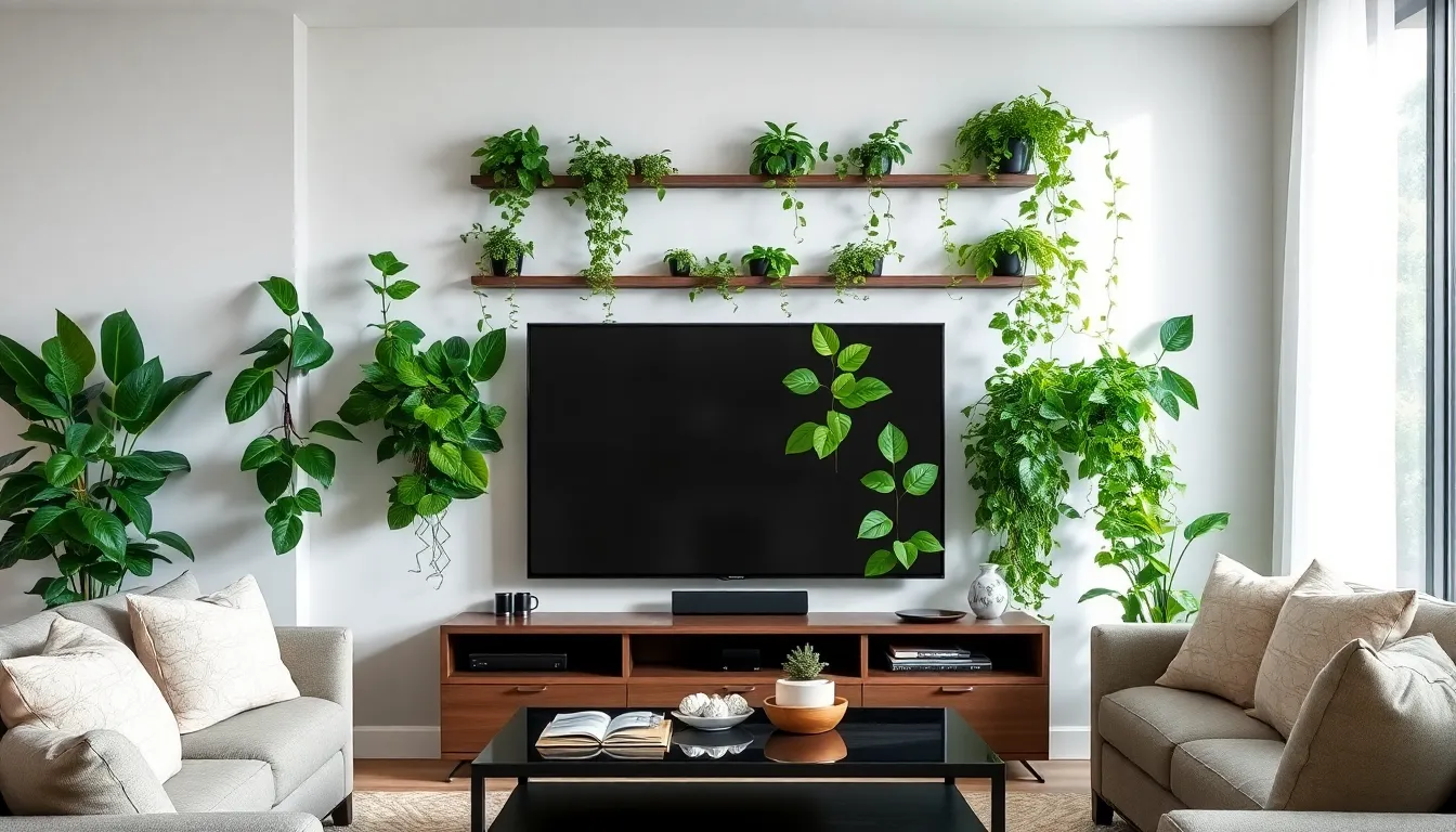 TV Wall with Plants: 7 Stunning Ways to Transform Your Entertainment Space 4 TV Wall with Plants: 7 Stunning Ways to Transform Your Entertainment Space 3