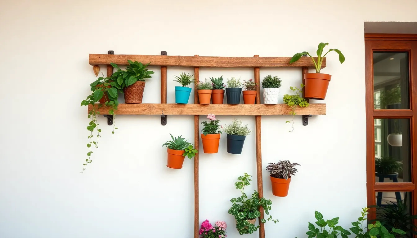 Hanging Ladder with Plants: 15 Stunning DIY Ideas for Vertical Gardens in Small Spaces 7