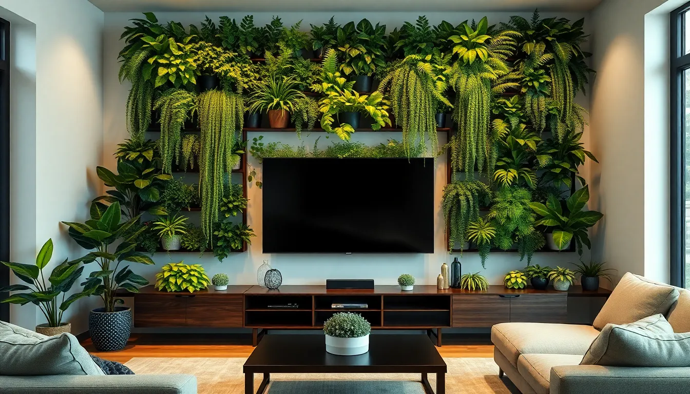 TV Wall with Plants: 7 Stunning Ways to Transform Your Entertainment Space 12 TV Wall with Plants: 7 Stunning Ways to Transform Your Entertainment Space 11