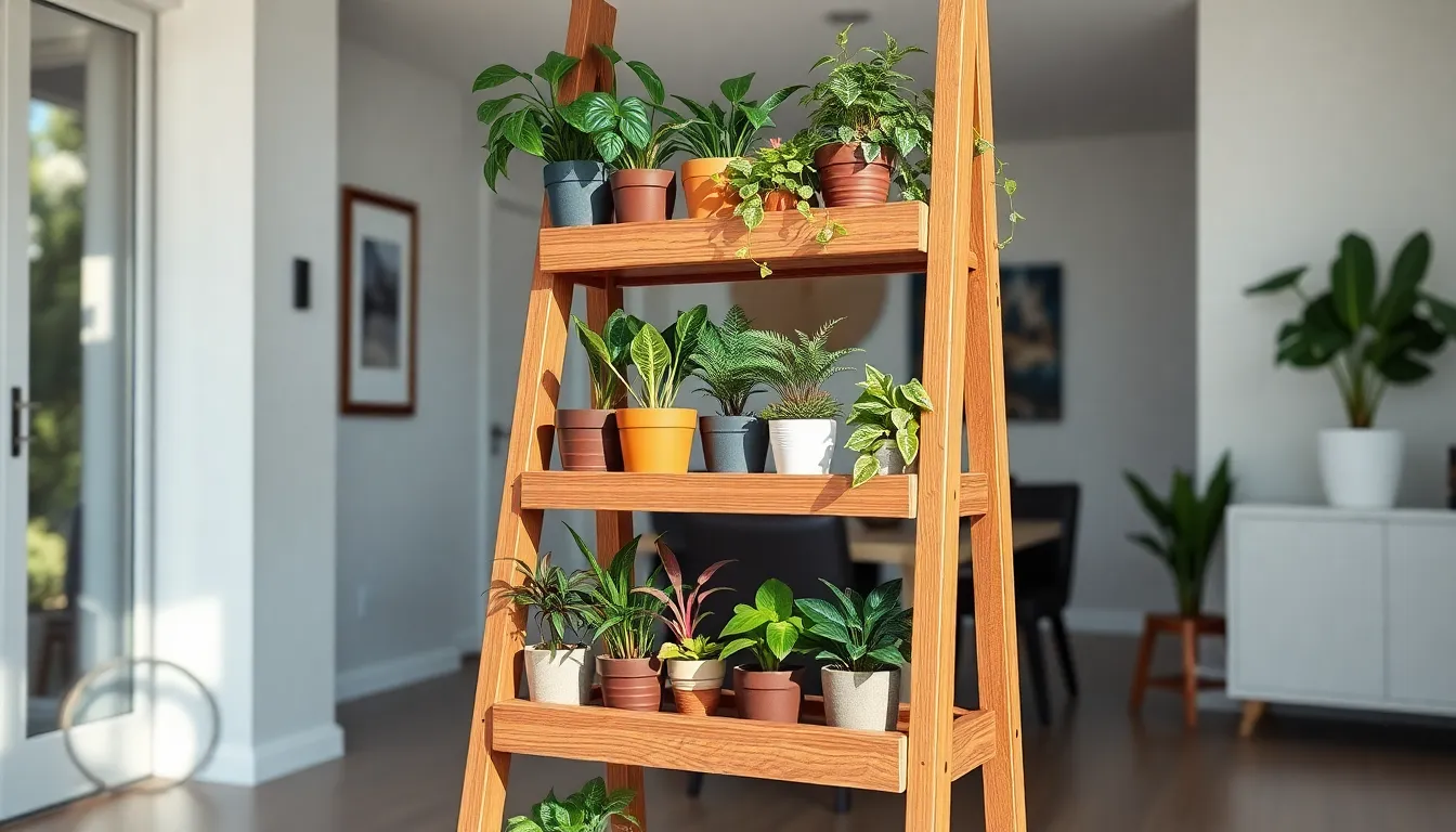 Hanging Ladder with Plants: 15 Stunning DIY Ideas for Vertical Gardens in Small Spaces 17