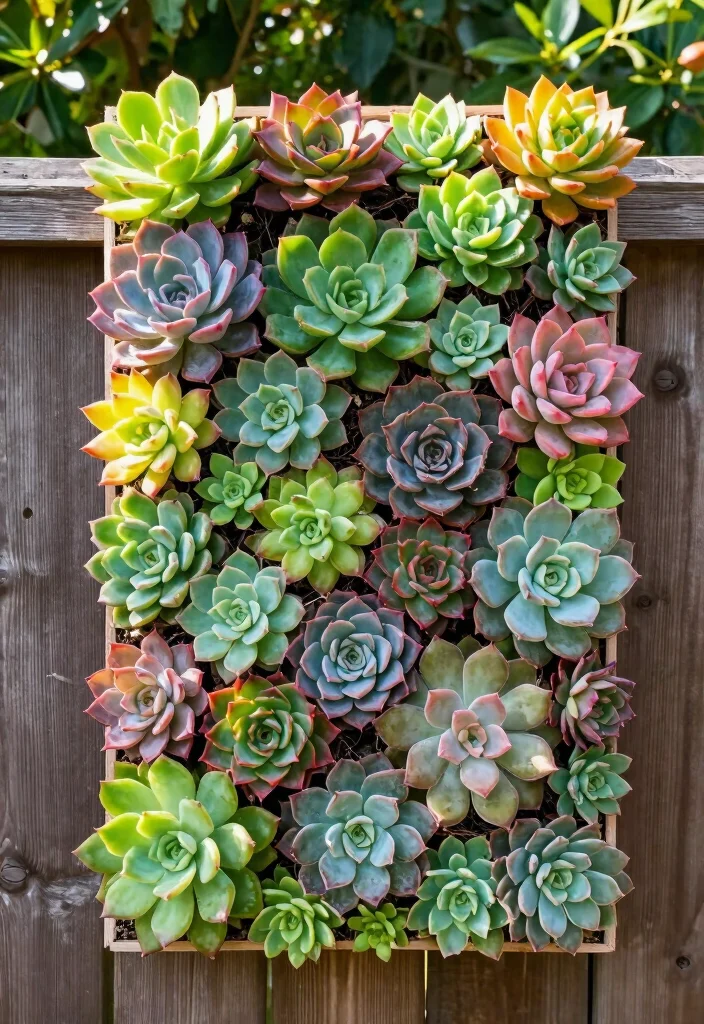10 Along Fence Ideas to Maximize Border Planting Space 10. Vertical Succulent Garden 0