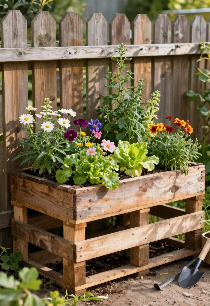 10 Along Fence Ideas to Maximize Border Planting Space 7. Pallet Planter Garden 0