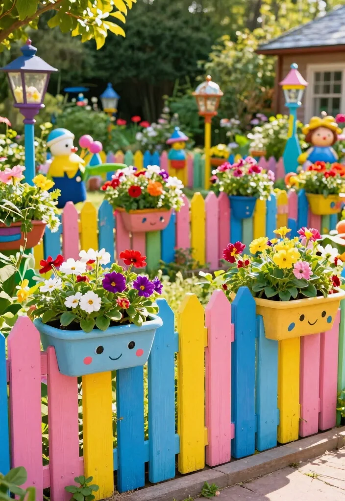 10 Animal Crossing Fence Ideas for Cute Garden Inspiration - 3. Colorful Painted Wooden Fence 1