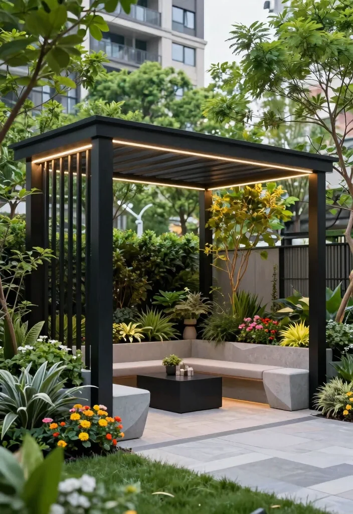 10 Arched Pergola Ideas for Elegant Garden Structure 2. Sleek Modern Metal Arches 0