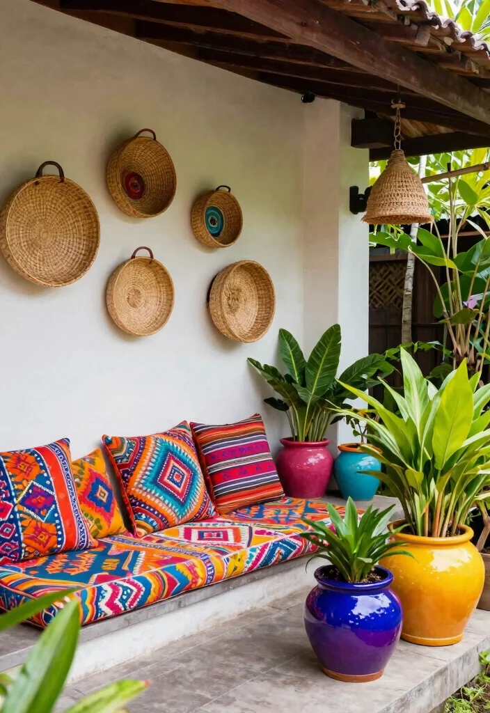 10 Bali Patio Ideas for a Relaxing Tropical Outdoor Feel - 7. Colorful Outdoor Decor 1