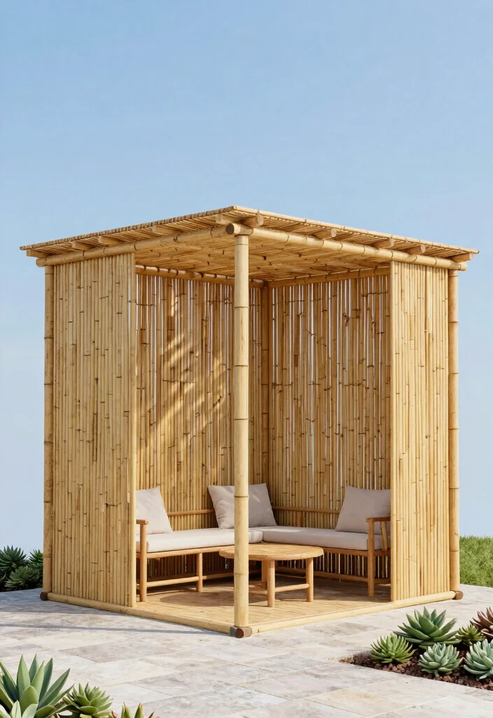 10 Bamboo Pergola Ideas for Natural Shade and Privacy - 1. Minimalist Bamboo Pergola 1