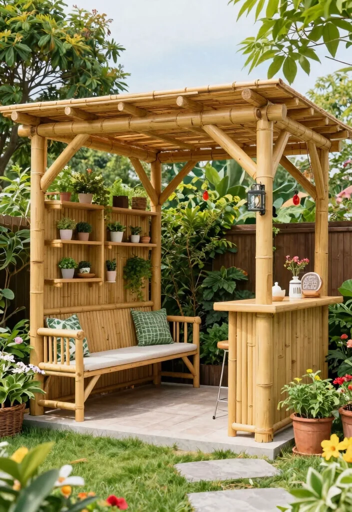 10 Bamboo Pergola Ideas for Natural Shade and Privacy - 10. Customizable Bamboo Pergola 1
