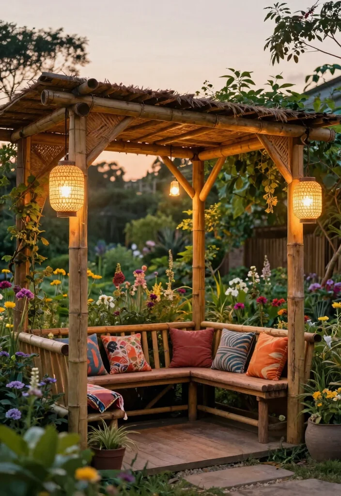 10 Bamboo Pergola Ideas for Natural Shade and Privacy - 2. Rustic Bamboo Retreat 1
