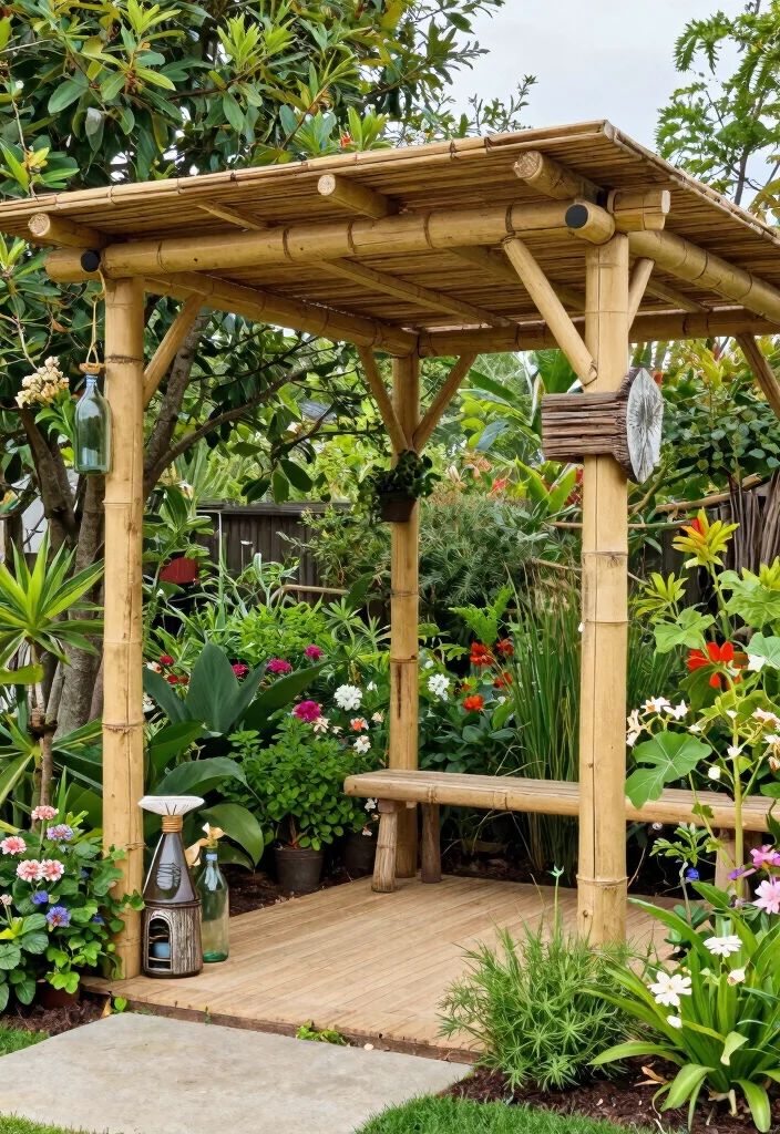 10 Bamboo Pergola Ideas for Natural Shade and Privacy - 8. Eco-Friendly Bamboo Pergola 1
