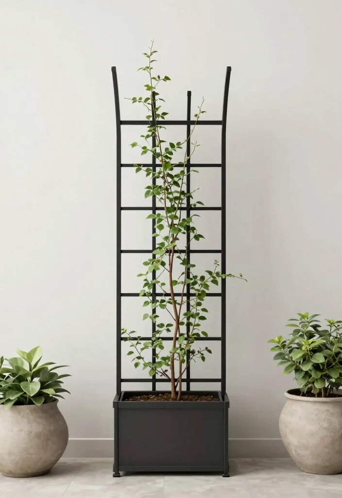 10 Black Trellis Ideas for Modern Garden Contrast 5. Minimalist Designs for Calm Spaces 0