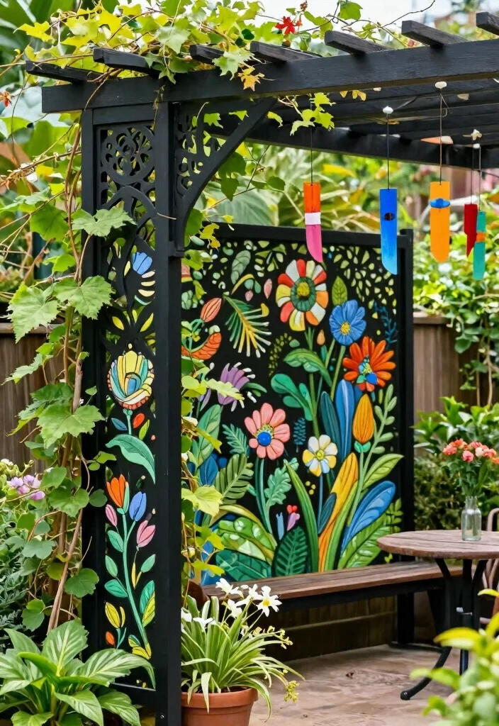 10 Black Trellis Ideas for Modern Garden Contrast 9. Artistic Display for Garden Art 0