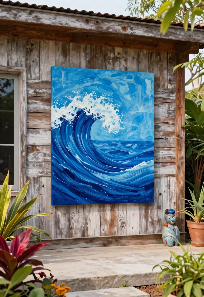 10 Blue Patio Ideas for Fresh and Coastal Style Spaces - 10. Bold Blue Artwork 1