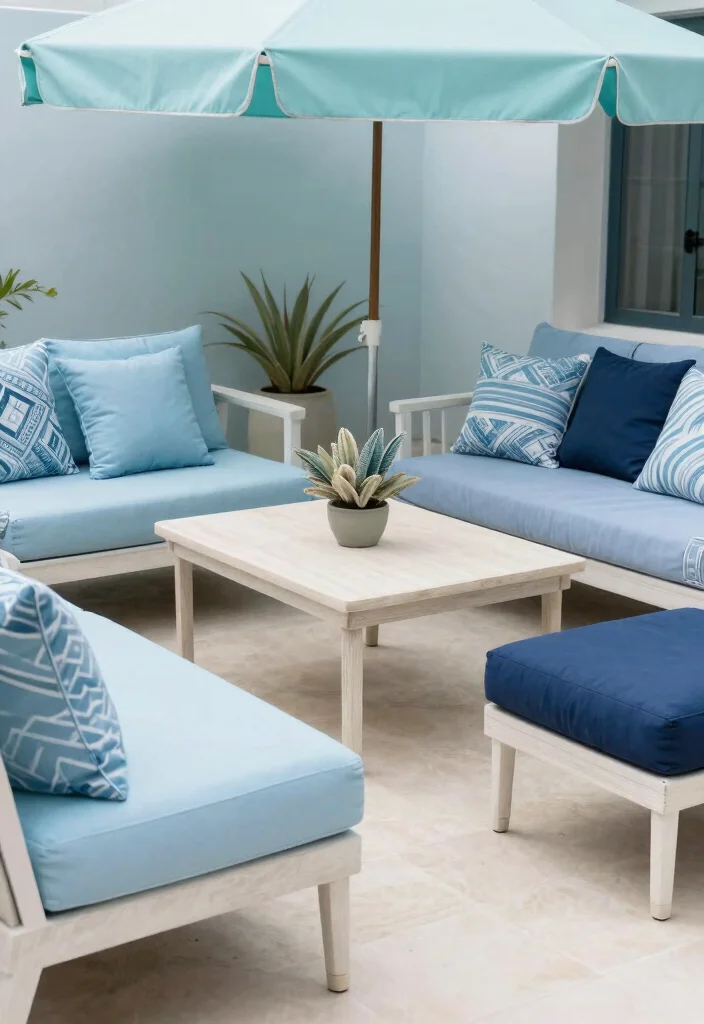 10 Blue Patio Ideas for Fresh and Coastal Style Spaces - 4. Layered Blue Color Palettes 1
