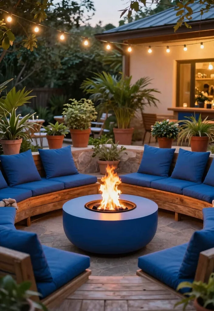 10 Blue Patio Ideas for Fresh and Coastal Style Spaces - 6. Cozy Blue Fire Pits 1