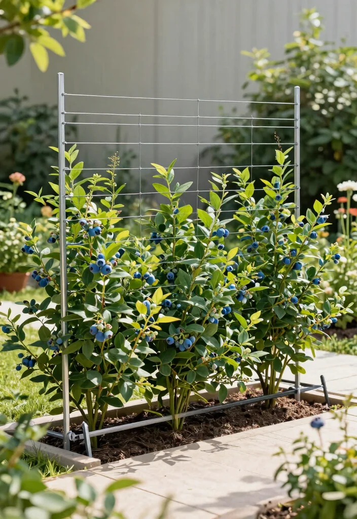 10 Blueberry Trellis Ideas for Healthy and Productive Plants - 2. Horizontal Wire Trellis 1