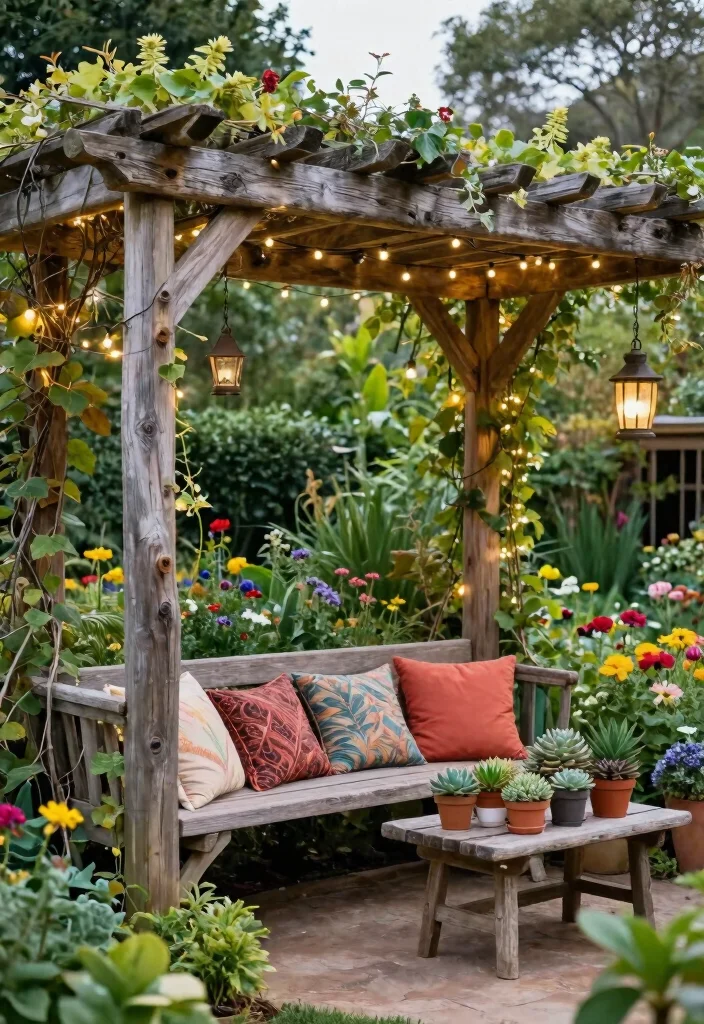 10 Boho Pergola Ideas for Relaxed Outdoor Styling - 1. Embrace Nature with Wooden Elements 1