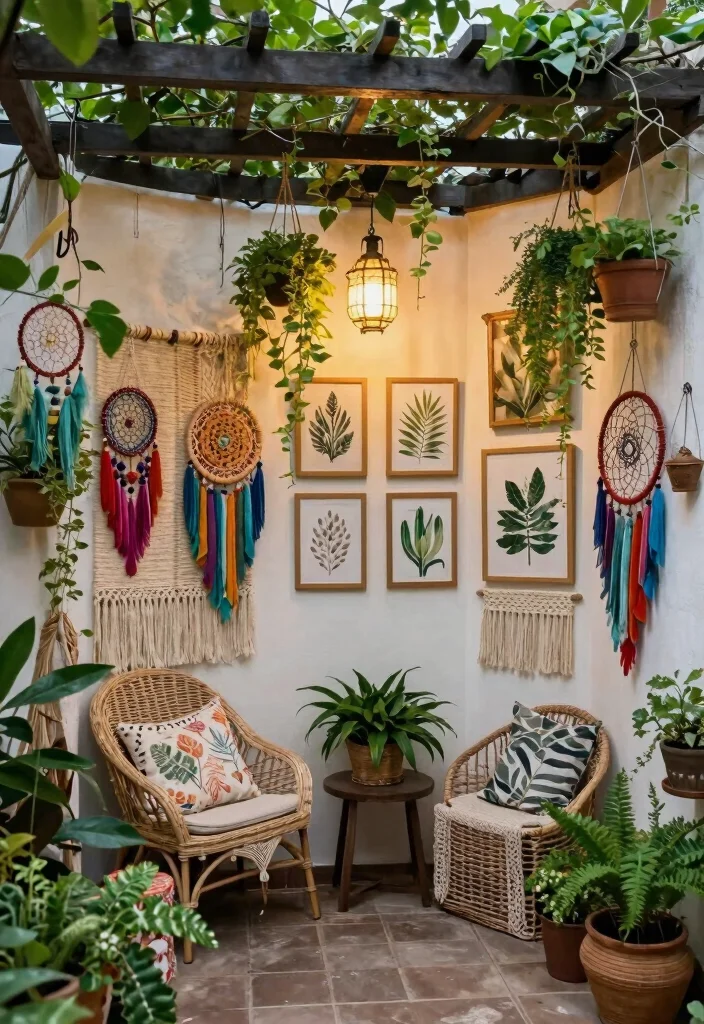 10 Boho Pergola Ideas for Relaxed Outdoor Styling - 10. Personal Touches with Art and Decor 1