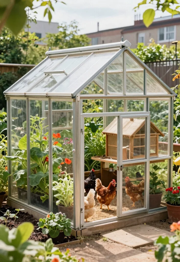 10 Chicken Coop Backyard Ideas for Practical Homestead Living - 2. The Greenhouse Coop Combo 1