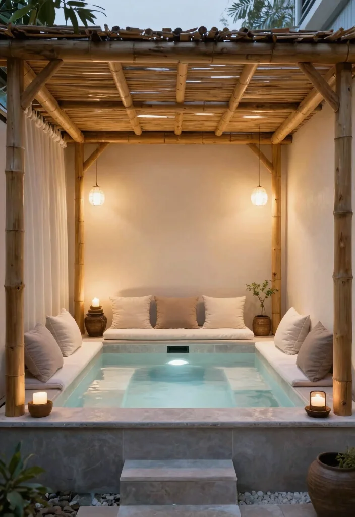 10 Closed In Pergola Ideas for Year Round Outdoor Use - 10. Spa-Like Retreat 1