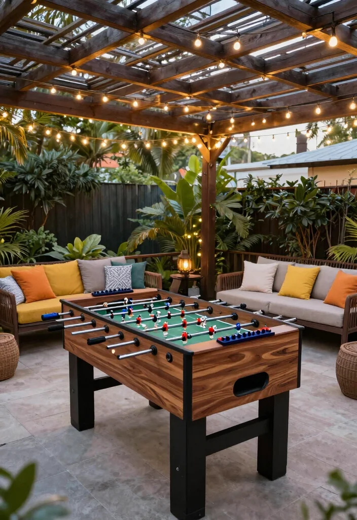 10 Closed In Pergola Ideas for Year Round Outdoor Use - 9. Outdoor Game Zone 1