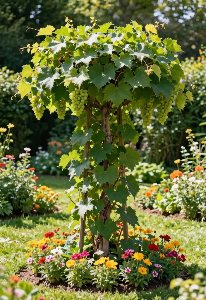 10 Concord Grape Trellis Ideas for Strong Backyard Vines - 10. Trellis Tree Combo 1