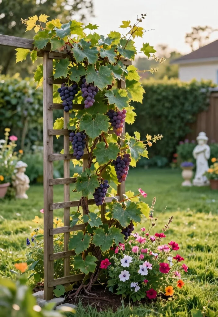 10 Concord Grape Trellis Ideas for Strong Backyard Vines - 5. Rustic Fence Trellis 1