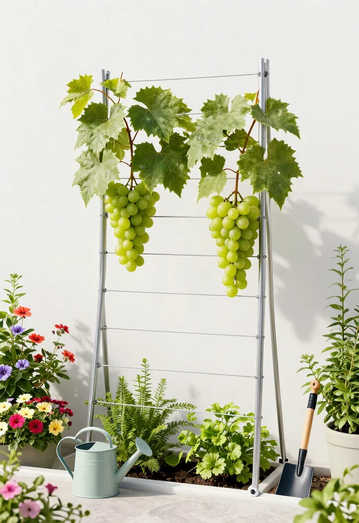 10 Concord Grape Trellis Ideas for Strong Backyard Vines - 8. DIY Cable Trellis 1