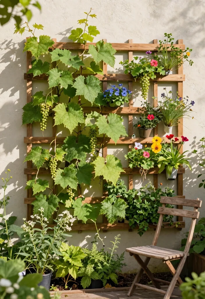 10 Concord Grape Trellis Ideas for Strong Backyard Vines - 9. Vertical Garden Grid 1