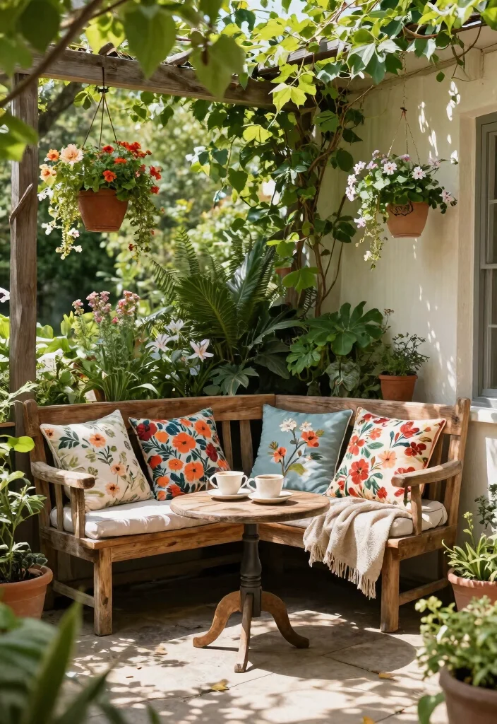 10 Cottage Garden Patio Ideas for Soft and Charming Design - 2. Cozy Seating Nooks 1