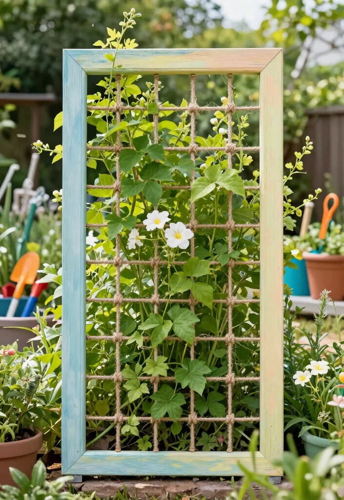 10 Dollar Tree Trellis Ideas for Budget Friendly Garden Support - 2. Repurposed Picture Frames 1