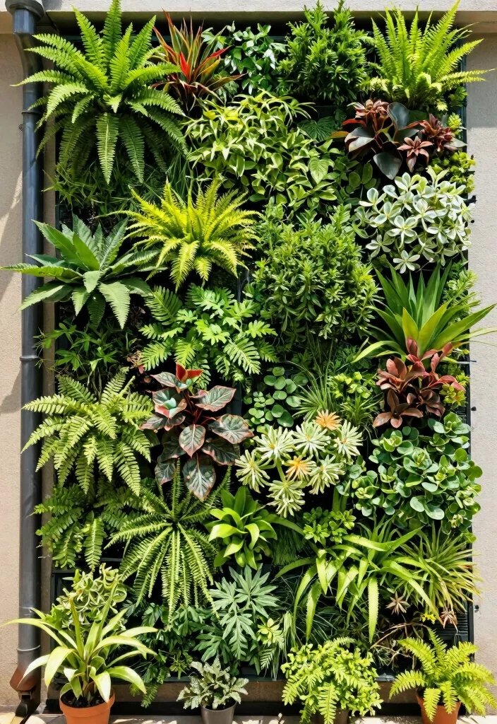 10 Downspout Trellis Ideas for Smart Vertical Growing - 6. Vertical Green Wall 1