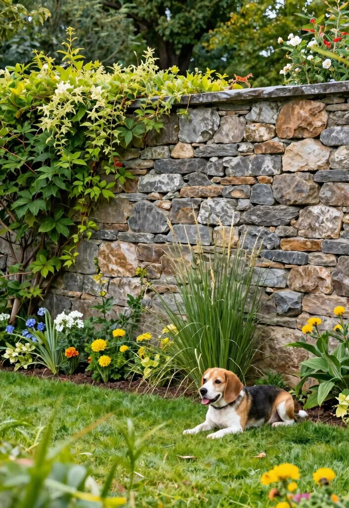 10 Fence Ideas for Dogs That Are Safe and Practical 3. Natural Stone Wall 0