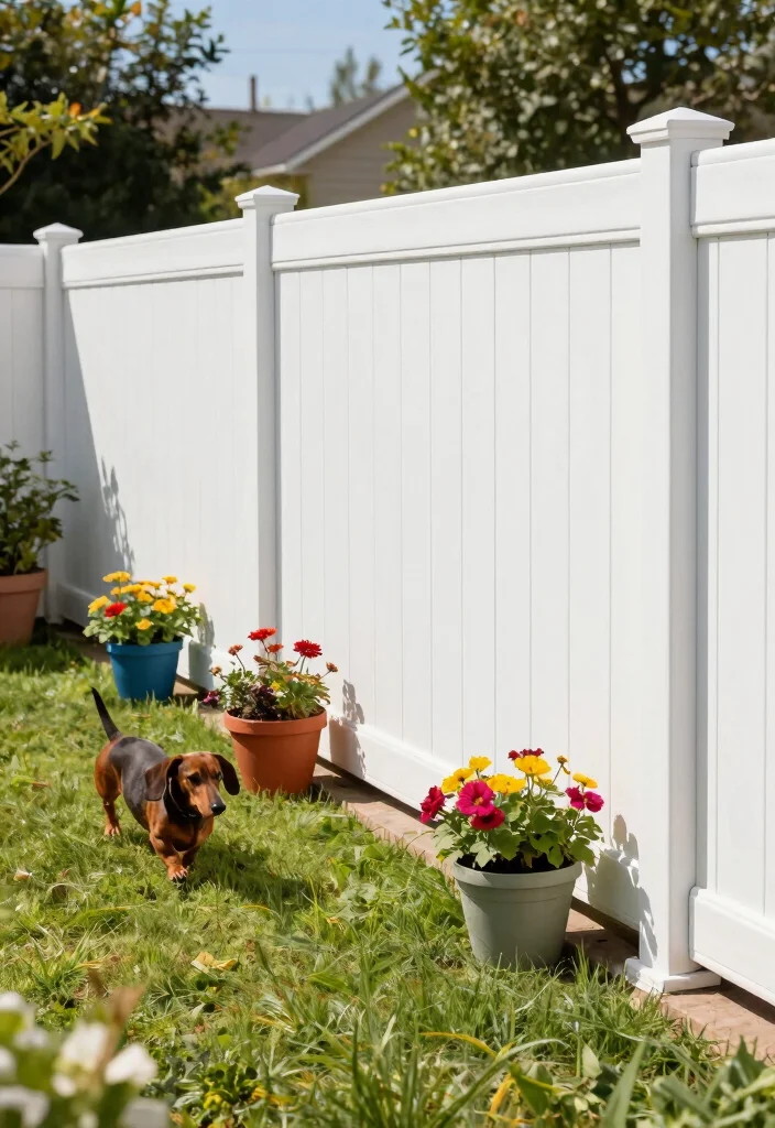 10 Fence Ideas for Dogs That Are Safe and Practical 5. Vinyl Fencing 0