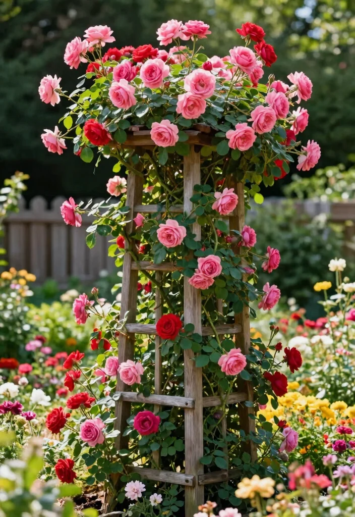 10 Flower Fence Ideas to Add Color Along Garden Borders 4. Trellis with Climbing Plants 0