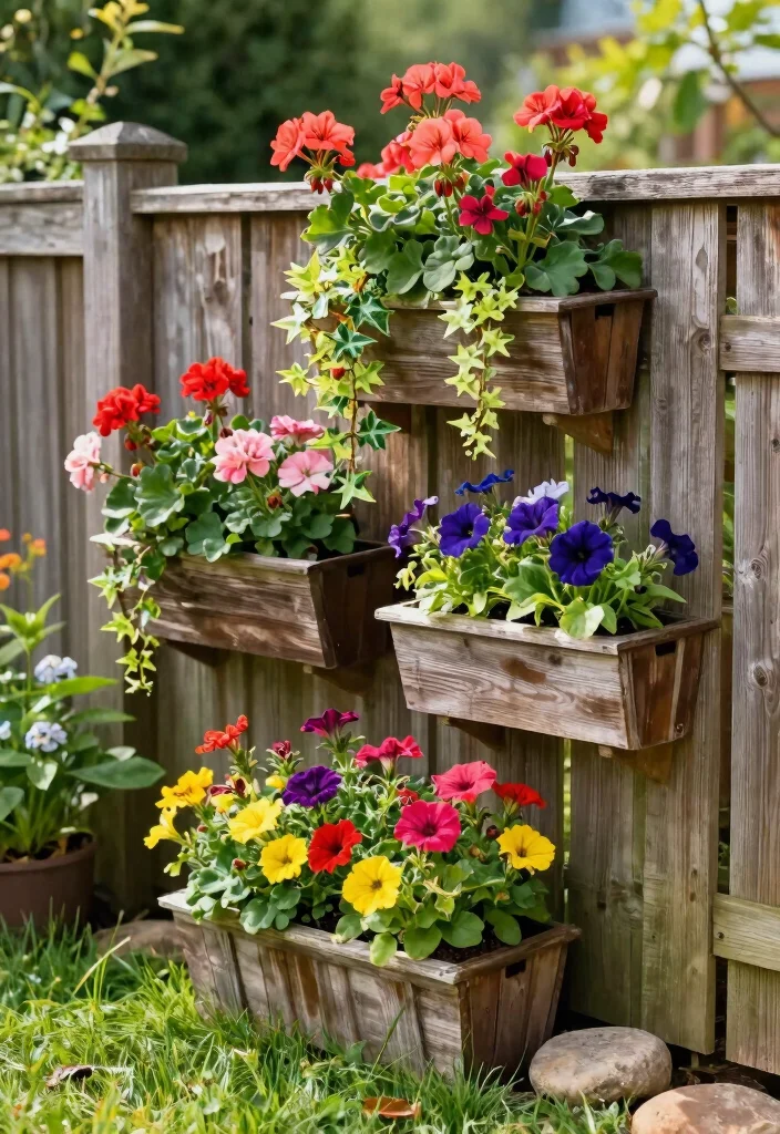 10 Flower Fence Ideas to Add Color Along Garden Borders 5. Fence Mounted Planters 0