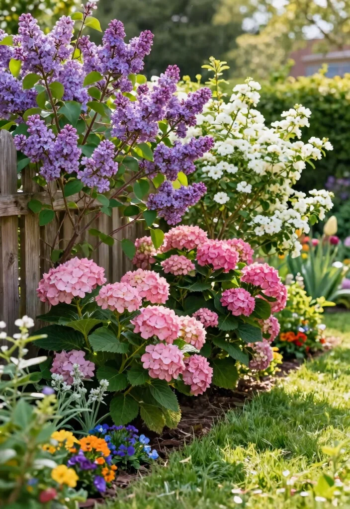 10 Flower Fence Ideas to Add Color Along Garden Borders 7. Flowering Shrub Border 0