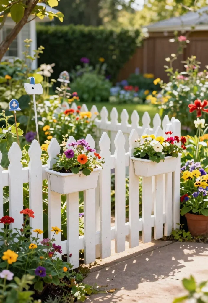 10 Flower Garden Fence Ideas for Decorative Plant Protection - 1. Whimsical Picket Fences 1