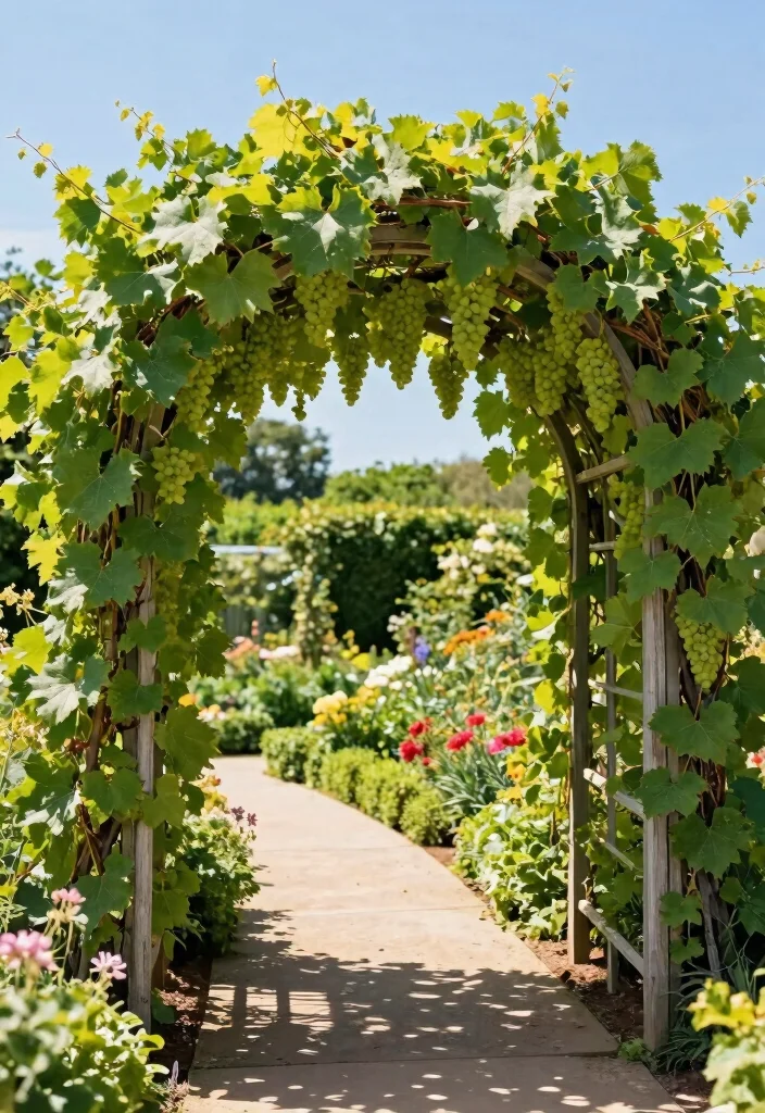 10 Grape Fence Ideas for Productive and Attractive Yards - 2. Arched Trellis for Dramatic Effect 1