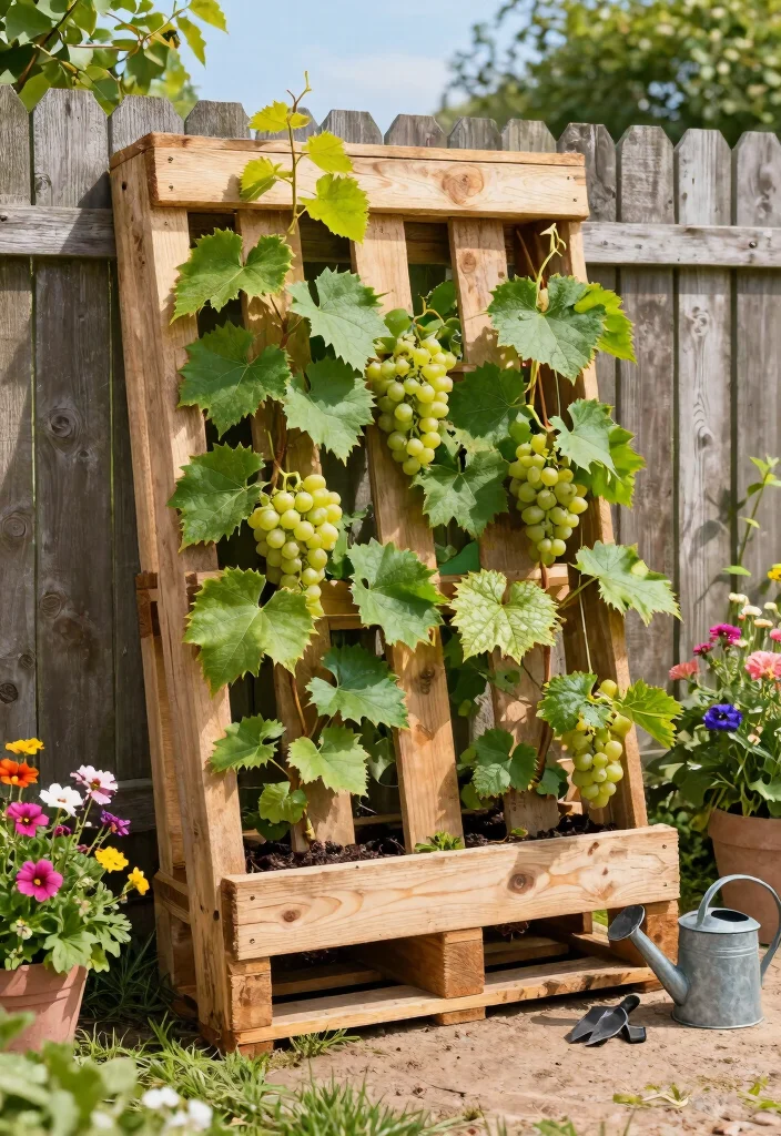 10 Grape Fence Ideas for Productive and Attractive Yards - 3. Vertical Pallet Garden 1