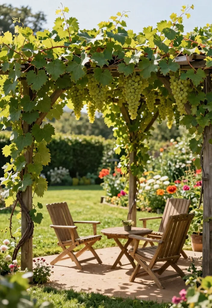10 Grape Fence Ideas for Productive and Attractive Yards - 7. Grape Arbor for Stylish Shade 1