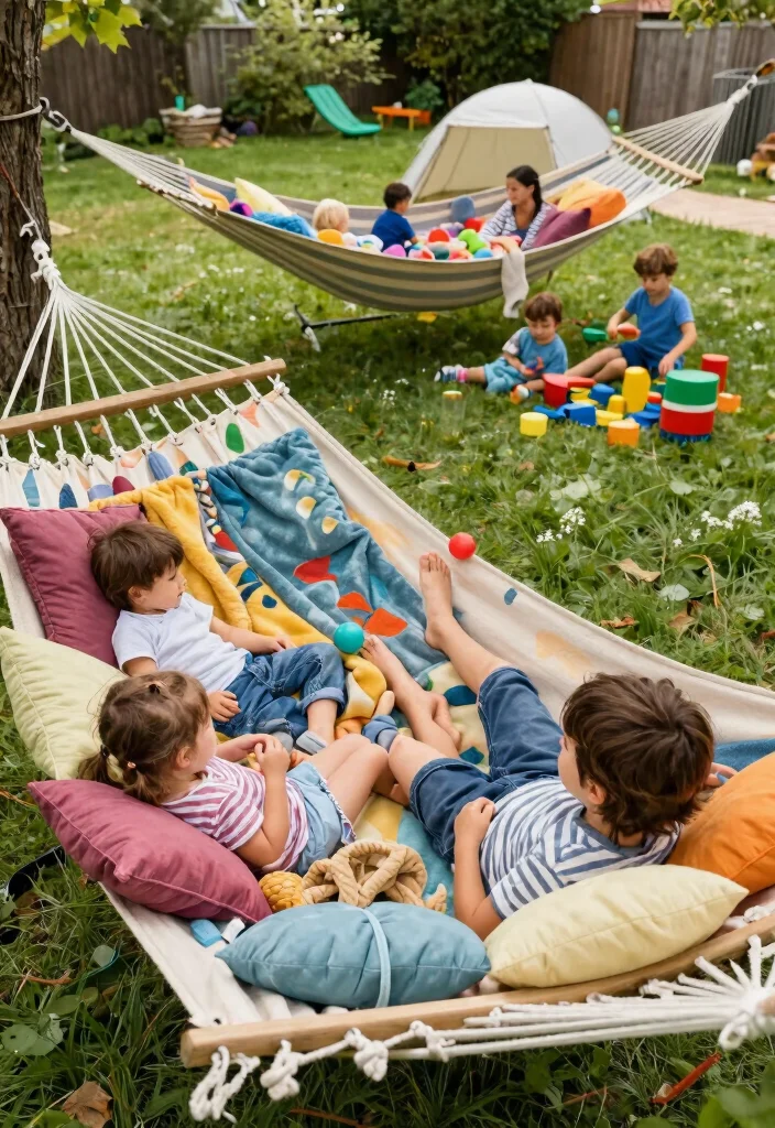 10 Hammock Backyard Ideas for Relaxed and Cozy Outdoor Spaces - 6. Family-Friendly Hammock Area 1