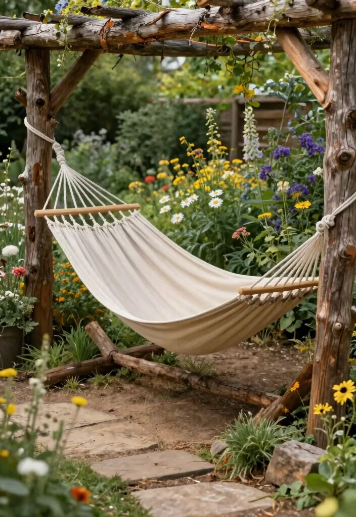 10 Hammock Backyard Ideas for Relaxed and Cozy Outdoor Spaces - 8. Rustic Hammock Escape 1