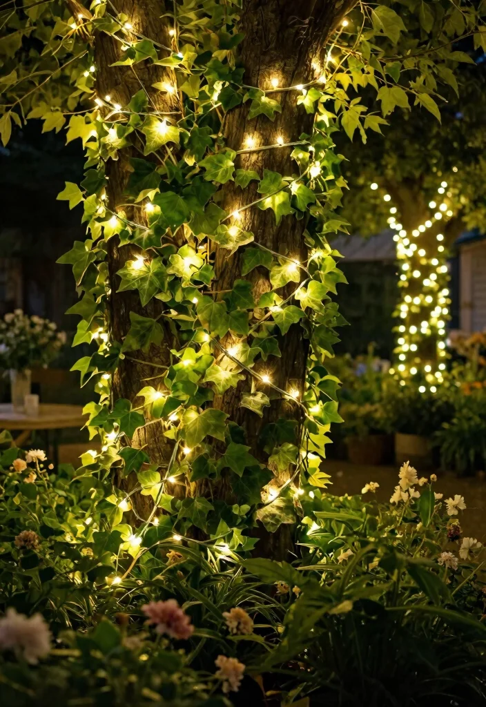 10 Ivy Fence Ideas for Green Living Garden Walls - 10. Ivy and Garden Lighting 1