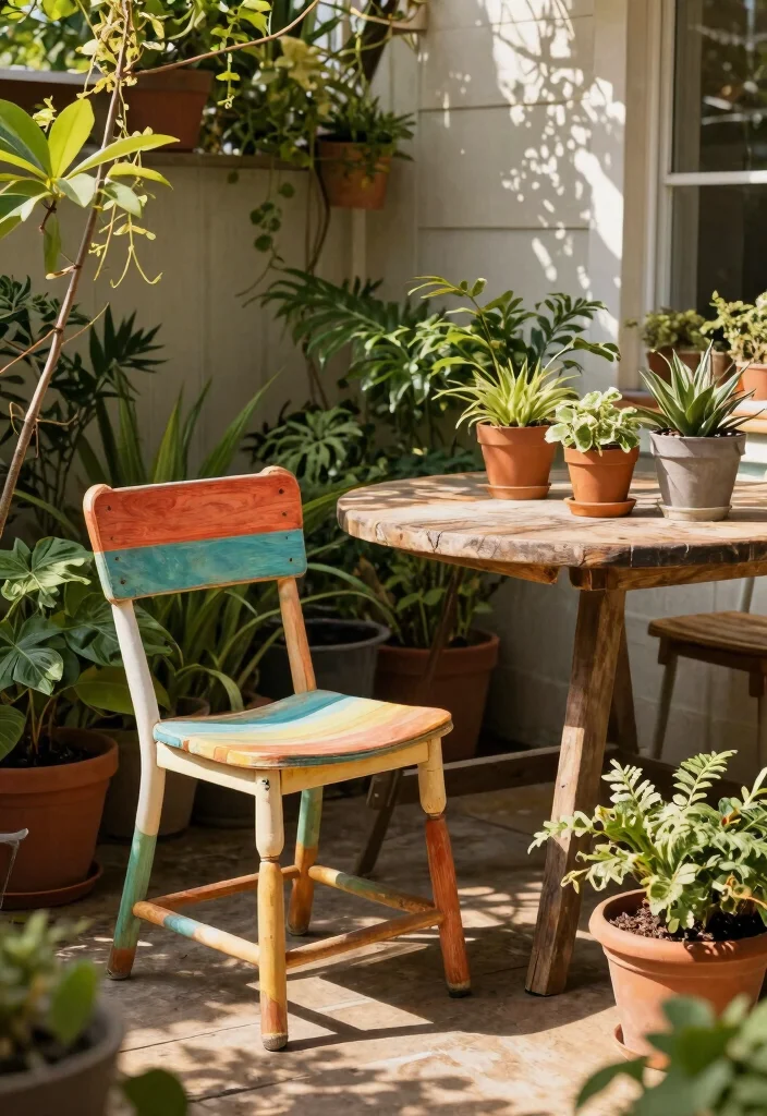 10 Natural Patio Ideas for Organic and Relaxed Outdoor Spaces - 2. Upcycled Furniture for Eco-Friendly Charm 1