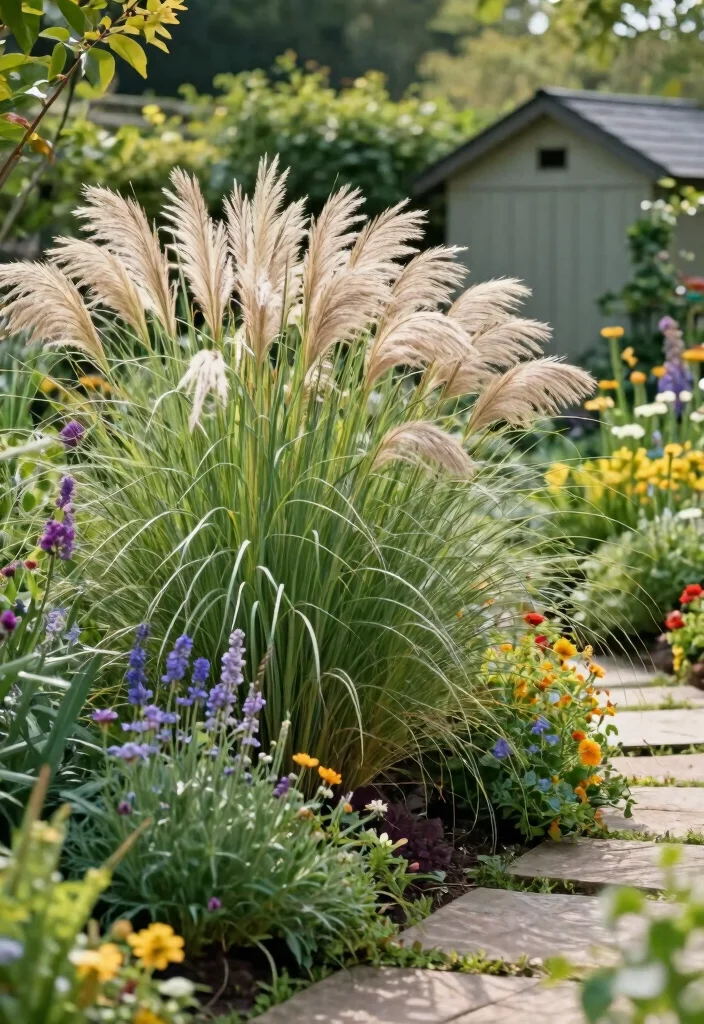 10 Natural Privacy Fence Ideas Using Hedges and Plants - 5. Ornamental Grasses for Texture 1