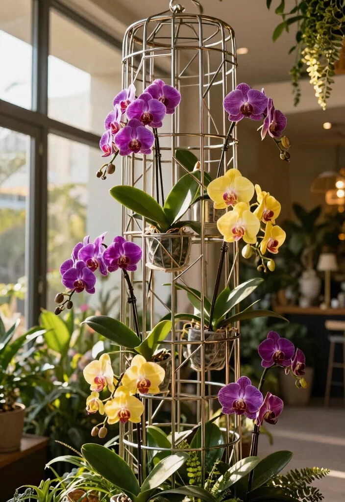 10 Orchid Trellis Ideas for Elegant Vertical Plant Displays 8. Creative Wire Frame Trellis 0