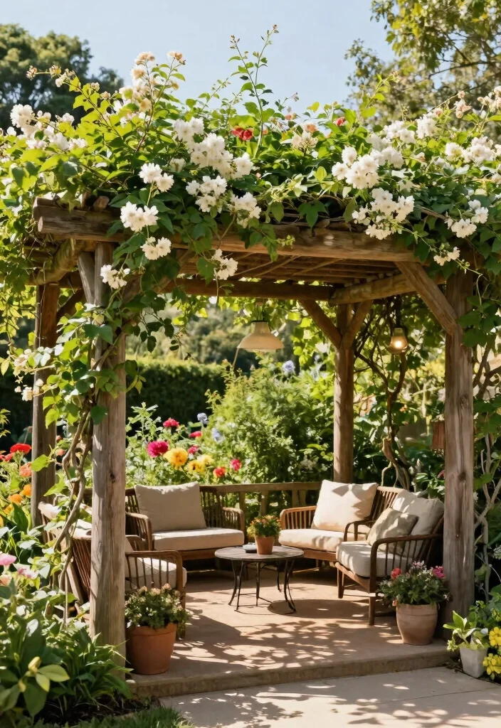 10 Outback Patio Ideas for Rustic and Durable Style 5 10 Outback Patio Ideas for Rustic and Durable Style 5. Rustic Pergola with Climbing Vines 0