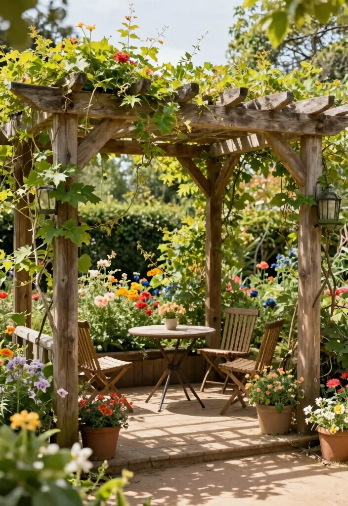 10 Overhead Trellis Ideas to Add Shade and Vertical Interest - 1. Rustic Wooden Pergola 1