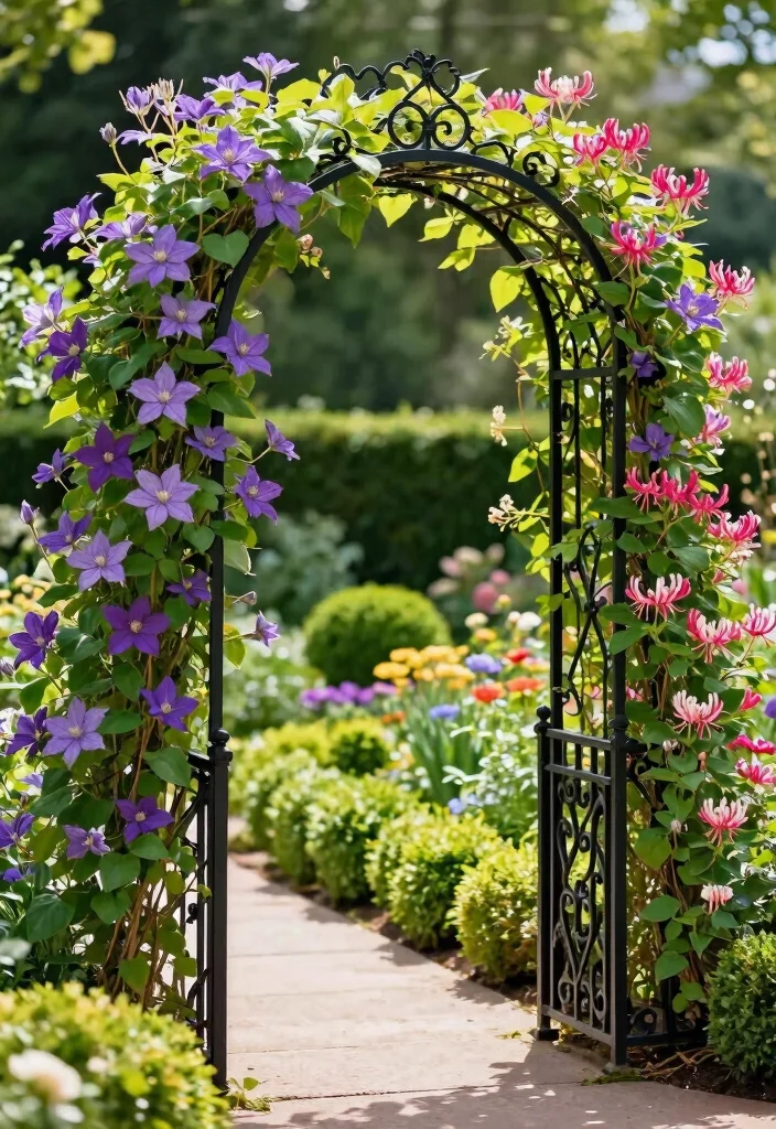 10 Overhead Trellis Ideas to Add Shade and Vertical Interest - 2. Elegant Metal Arch 1